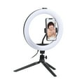 thumbnail image 1 of Lámpara de fotografía Anillo de luz LED de 10 pulgadas Iluminación de videoconferencia 3 modos de iluminación 11 niveles Brillo ajustable Alimentado por USB con trípode de escritorio + Soporte de telé Maboto  Lámpara de fotografía, 1 of 7