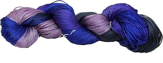 Knitsilk 3 Ply 100% Mulberry Silk Lace Weight Yarn | Perfect for Knitting & Crocheting and Weaving | Fine Quality Silk Yarn for Luxurious Creating Projects.(50Gm–260Yards, Blue&Gray) (Pack of 1)