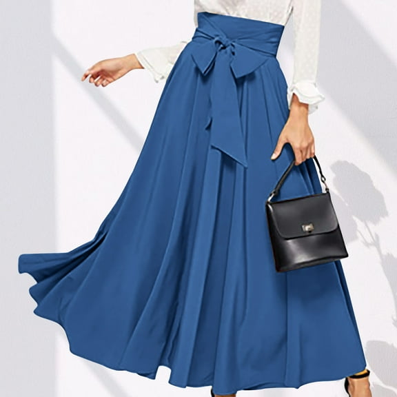 Aloohaidyvio Dresses for Women,Womens Elegant High Waisted Skirt with Front Lace Up Pleats and Ankle Skirt