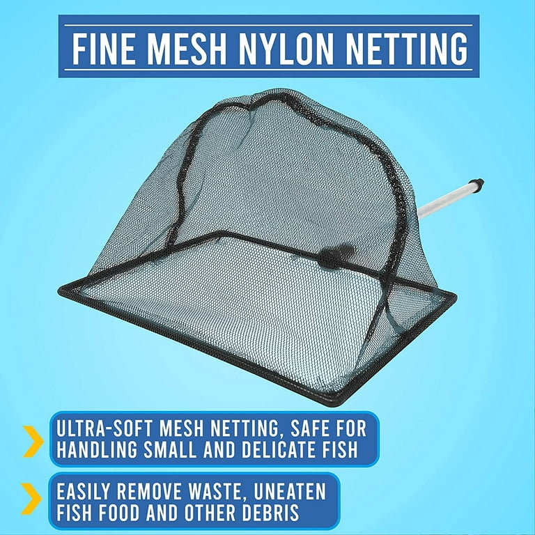 FISH PROS Fish Net for Fish Tank, 2.5 Inch Deep Mesh Scooper Handle up to  24 Inches Large 