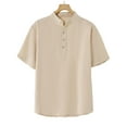 thumbnail image 2 of snilers Mens Cotton Linen T Shirt Summer Short Sleeve Button Henley Shirts Casual Loose Vacation Beach Hawaiian Tops M-5XL, 2 of 6