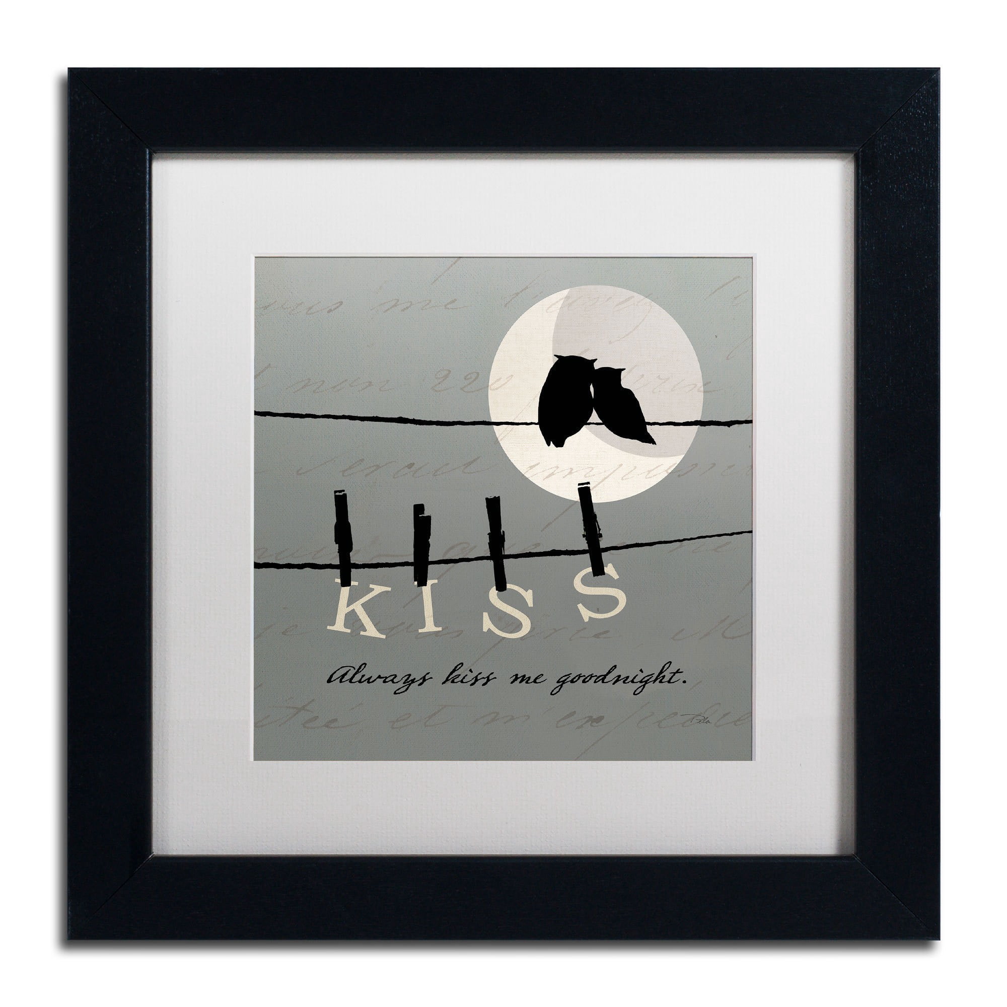 Trademark Fine Art "Moon Lovers II" Canvas Art by Pela Studio, White Mat, Black Frame