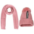 1PC Hat+1PC Scarf Pink Acrylic Scarf Hat Set Women Winter Warm Solid