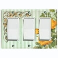 thumbnail image 1 of Metal Light Switch Plate Outlet Cover Yellow Flower Teal Stripe Damask FLW064, 1 of 13