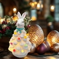 thumbnail image 6 of Lighted Easter Rabbits Tree, Ceramics Glowing Rabbits Tree Figurines Lighted Easter Rabbits Tabletop Tree with Colorful Lamp, Tabletop Rabbit Tree for Spring Easter Holiday Decor, 6 of 8