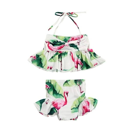 Flroal Infant Baby Girl Summer Beachwear Swimwear Swimsuit Bikini Set Bathing Suit
