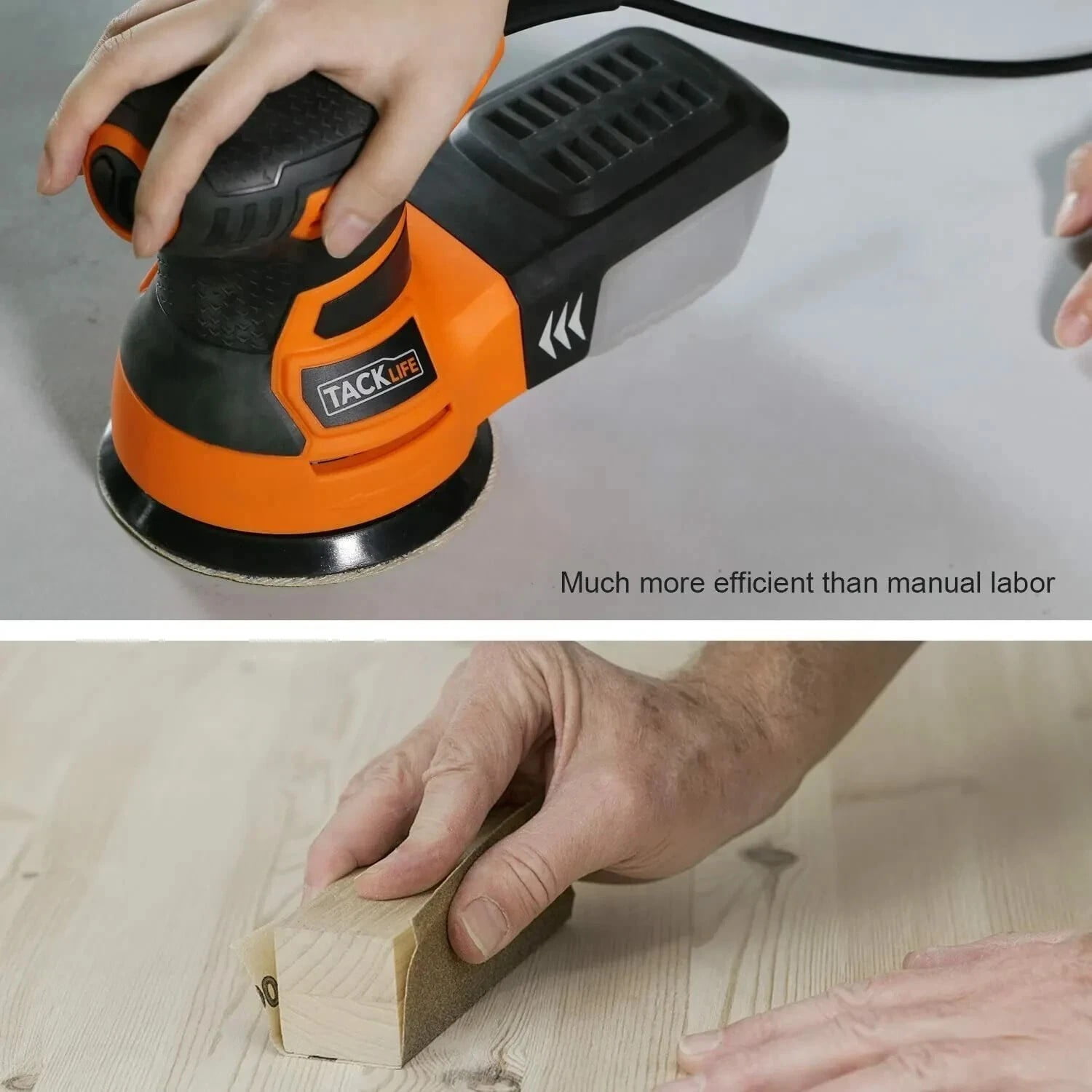 New TACKLIFE 5-Inch Random Orbital Sander 3.0A w/ 12Pcs Sandpapers, 6 Variable Speed