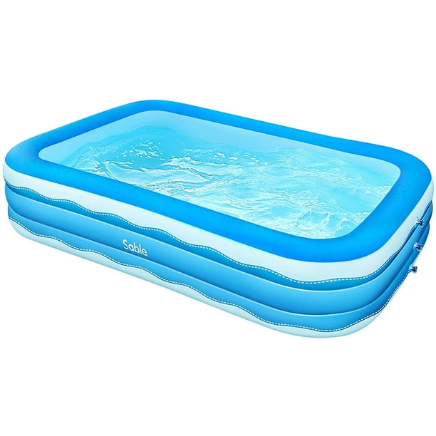Intera Inflatable Pool, 118 x 72 x 22in Rectangular Swimming Pool for  Toddlers, Kids, Family, Above Ground, Backyard, Outdoor, Blue (SA-HF071) -  