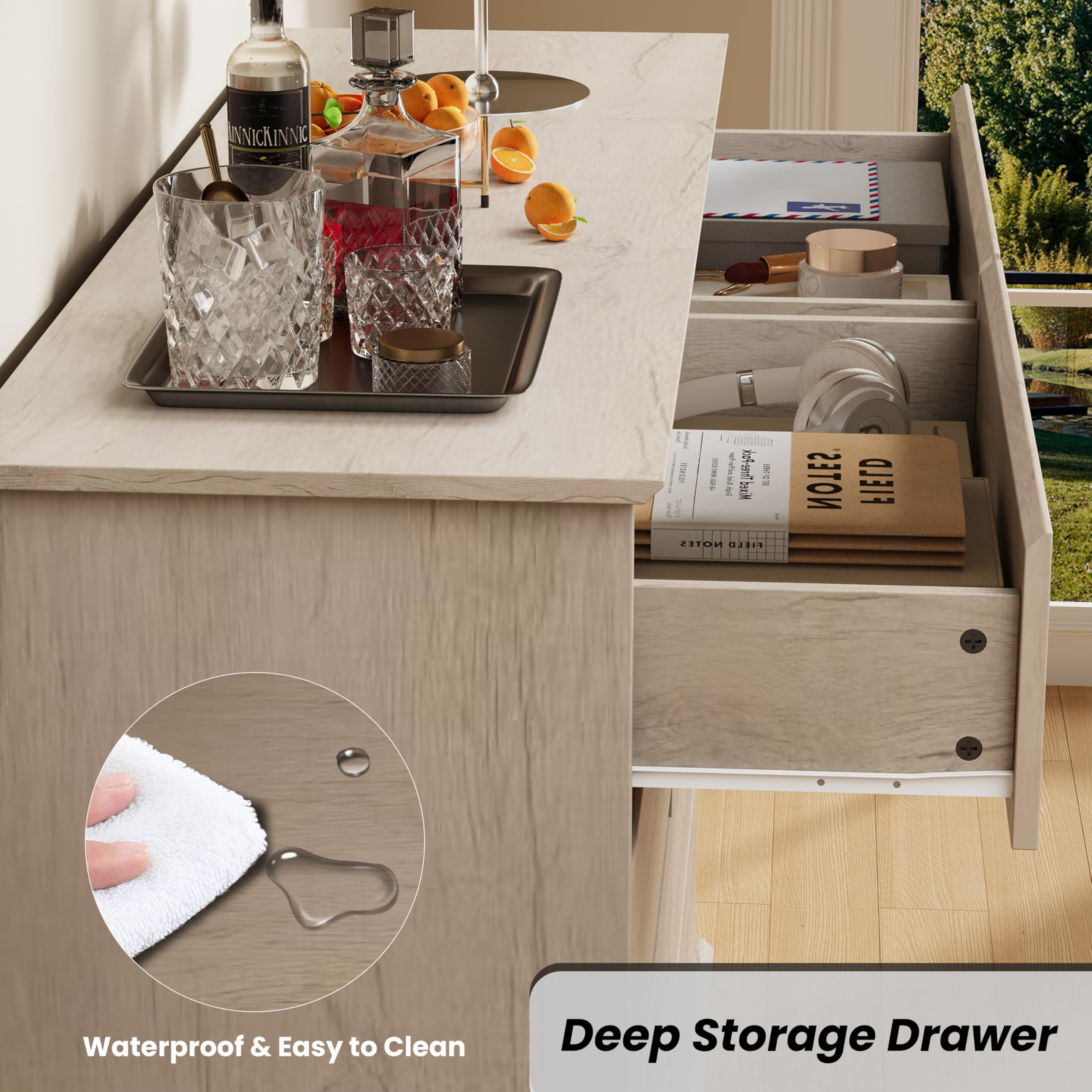 8-Drawer Dresser for Bedroom, Modern Wooden Chest of Drawers, Wide Wooden Chest of Drawers with Wide Top for Closet, for Living Room, Entryway, Home Office