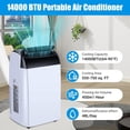 thumbnail image 6 of 14000 BTU Portable Air Conditioner, Auto-Evaporation, Low Noise AC Unit with Remote Control, 24-Hour Timer, LED Display, Window Installation Kit, Rooms up to 700 Sq.Ft, 6 of 9