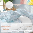 thumbnail image 2 of Queen 4 Piece Bedding Set Light Blue Gray Color Block Soft Breathable Duvet Cover and Pillowcase, Summer Ocean Watercolor Square Duvet Cover Set Bed Sheets for Bedroom Dormitory Guest Room, 2 of 9