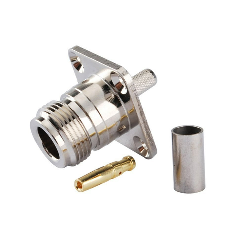 2pcs Rf Coaxial Cable Terminal Copper Alloy Connector N Female 4hole