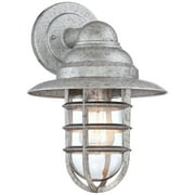 John Timberland Marlowe Industrial Outdoor Wall Light Fixture Galvanized Hooded Cage 13 Clear Glass for Post Exterior Barn Deck House Porch Yard Home