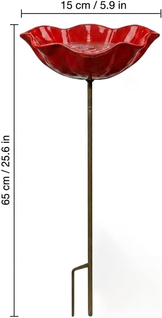 Metal Flower Garden Stakes Bird Bath, Everlasting Garden Blooms, Handmade Metal Flower Garden Stake with Bird Bath & pollinator Water Station, Decorative Outdoor Yard Art (Blue,5pcs)