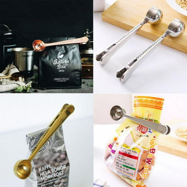 Coffee Scoop Clip 2 In 1 Long Handle Stainless Steel Spoon Food Bag Sealer Tea Scooper Silver I.66806287