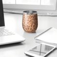 thumbnail image 3 of Leopard Print 12oz Stainless Steel Insulated Wine Tumbler with Lid and Straw – Double Wall Vacuum Mug for Hot & Cold Drinks, 304 Steel Interior, Sweat-Free Design, 3 of 5