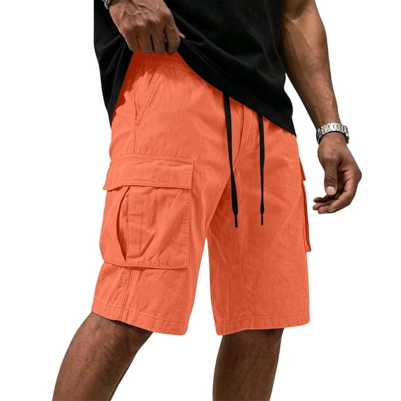 Guluxicc Men's Cargo Shorts with Pockets Elastic Waist Drawstring Running Performance Shorts for Outdoor Workout Summer Casual Outfits