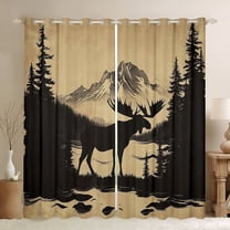Manfei Reindeer Elk Adult Curtains Pack of 2 (42x84 Each), Brown Rustic Animal Curtains Blackout, Vintage Countryside Bedroom Curtains, Curtains and Drapes Decor