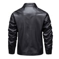 thumbnail image 4 of QQZ Men's Solid PU Leather Motorcycle Jacket, Zip‑Up Lapel Collar Long Sleeve Outerwear With Side Pockets For Outdoor Daily Casual Wear, 4 of 8