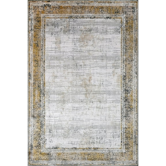 Gold Geometric Area Rugs for Living Room Washable Rugs Boho Moroccan Area Rug Soft Neutral Geometric Bohemian Carpet Distressed Indoor Rug for Bedroom Dining Room Office Foldable Nonslip Rug