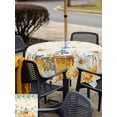 thumbnail image 5 of Outdoor Tablecloths with Umbrella Hole & Zipper, Daisy Spring Floral 54x54 Inch Square Tablecloths, Farmhouse Botanical Green Leaves Waterproof Table Cloth, Patio/Pool/Picnic Table Covers, 5 of 8
