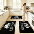 thumbnail image 4 of Washable Non-Slip Kitchen Rug Set 3-Piece, Dark Oil Resistant Runner Mats with Knife & Fork Print, 4 of 10