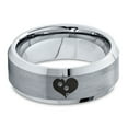 thumbnail image 2 of Tungsten Trail Paw Prints Heart Shaped Band Ring 8mm Men Women Comfort Fit Gray Step Bevel Edge Brushed Polished, 2 of 4