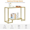 thumbnail image 4 of BOBOKY 42 Inch Console Table, Tempered Glass Entryway Table, Narrow Sofa Tables, 2-Tier Hallway Tables, Entrance Stand for Living Room Bedroom, 14"D x 42"W x 30"H,Gold, 4 of 6