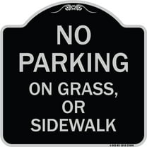SignMission Designer Series Sign - No Parking on Grass or Sidewalk Parking Sign | Black & Silver 18" X 18" Heavy-Gauge Aluminum Architectural Sign | Made in the USA