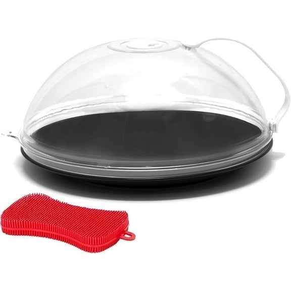 GoodLyfe Clear Microwave Splatter Cover with Adjustable Steam Vents, BPA-Free Food Splash Guard   Bonus Silicone Sponge