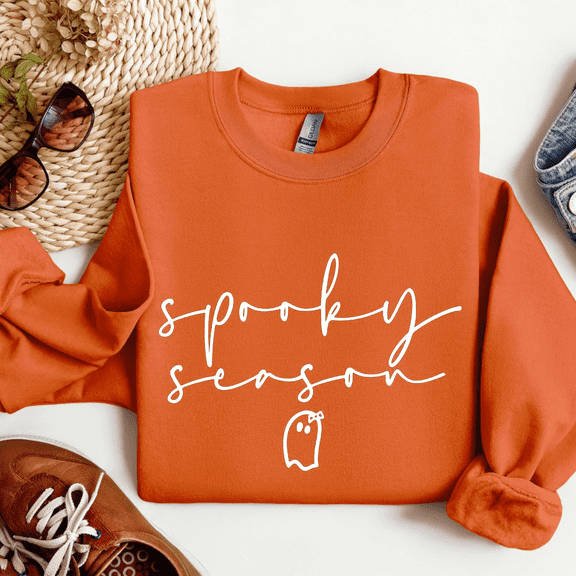 RosaWear Spooky Season Ghost Sweatshirt, Cute Halloween Crewneck