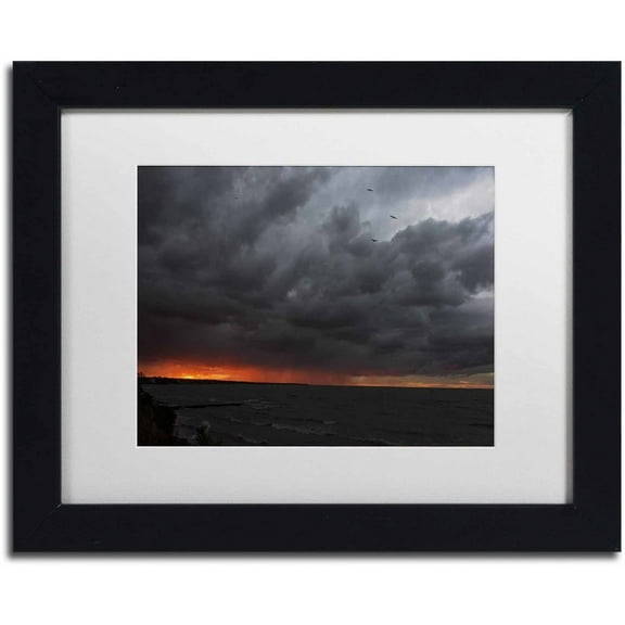 Trademark Fine Art "Stormy October Sunset" Canvas Art by Kurt Shaffer, White Matte, Black Frame