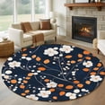 thumbnail image 3 of White Orange Flowers Round Area&nbsp;Rug 5ft Spring Pastoral Floral Non-Slip&nbsp;Washable Circle Rugs Soft Felt Indoor Floor Mat for Bedroom Kitchen Living Room Bathroom, 3 of 9