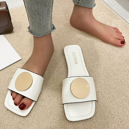 

Hvyesh Flat Sandals for Women Casual Summer Flat Shoes Ladies Beach Sandals Summer Non-Slip Causal Slippers Size 7