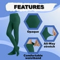 thumbnail image 4 of EMEM Apparel Women's Ladies Solid Colored Opaque Dance Ballet Costume Microfiber Footed Tights Stockings Fashion Hunter Green C, 4 of 5