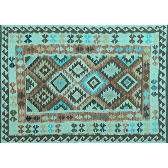 Ahgly Company Indoor Rectangle Southwestern Light Blue Country Area Rugs, 3' x 5'
