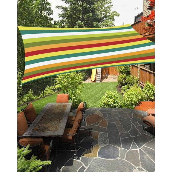 Sun Shade Sail 8x10Ft Cinco de Mayo Mexico Geometric Rainbow Stripes Ethnic Bohemia Uv Block Sunshade Canopy Outdoor Shade Cover Rectangle Shade Cloth For Patio Garden Yard Deck Pergola