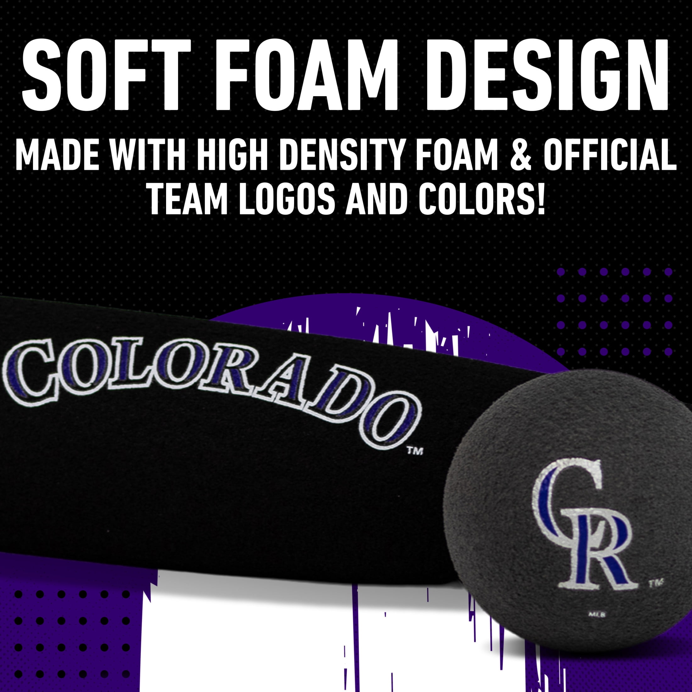 Franklin Sports MLB Colorado Rockies Foam Bat + Ball Set, 21 in