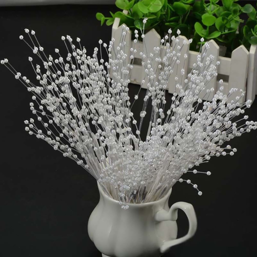 10 Stems Pearl Beads Spray Wedding Bride Flower Bouquet DIY Home Table Decor 