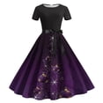 thumbnail image 1 of Mefallenssiah Robe Décontractée à Imprimé Floral pour Femmes, Manches Courtes, Col Rond, Hauteur Genou, 1 of 3
