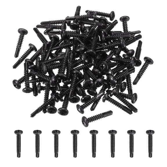 Uxcell 120Pcs M4.8 x 25mm Pan Head Self Tapping Screws for Metal, Black