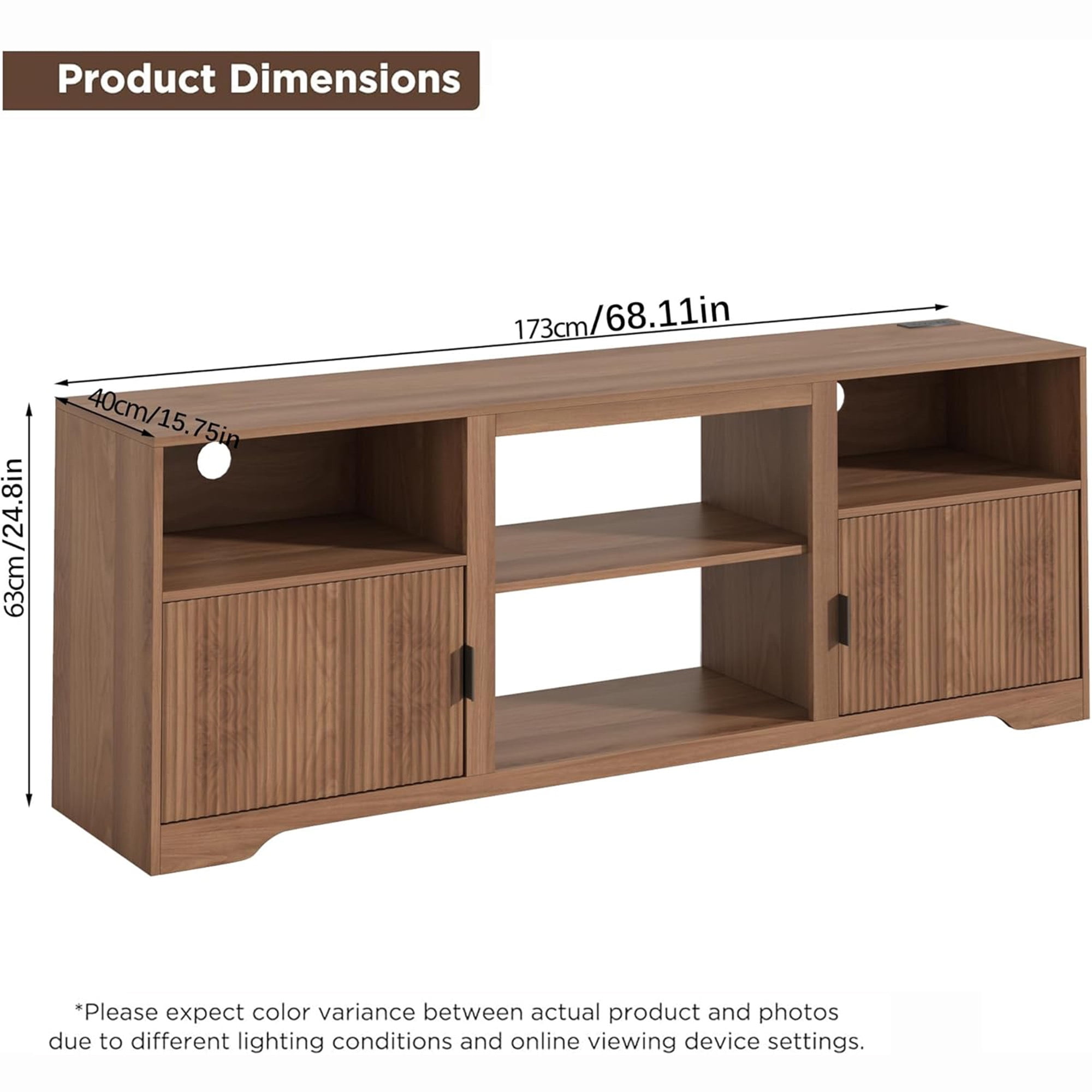 LUCKYELF Modern TV Stand for TVs up to 80", Entertainment Center with Storage, Media TV Console Table for Living Room, Bedroom, Walnut Color