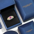 thumbnail image 4 of Gem Stone King 925 Silver and 10K Yellow Gold Pink Mystic Topaz and White Lab Grown Diamond Statement Ring for Men | 0.96 Cttw | Princess 5MM | Gemstone November Birthstone | Size 9, 4 of 5