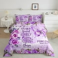 thumbnail image 2 of Erosebridal Purple Butterfly Bedding Queen Comforter Set, Inspirational Quotes Down Comforter, Rose Floral Decor, 3pcs, 2 of 6