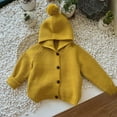 thumbnail image 3 of SonxaHe Little Boy' Hooded Cardigan Sweater Button Long Sleeve Solid Soft Knit Warm Autumn Winter Coats Yellow,Sized 5-6, 3 of 3