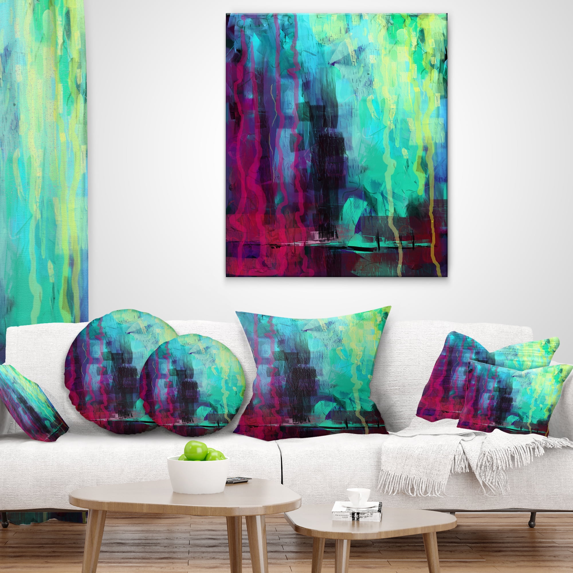 Designart Abstract Digital Painting - Abstract Throw Pillow - 18x18