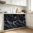 thumbnail image 3 of Black Marble Cabinet Curtains for Shelves, Vintage Minimalism White Abstract Texture Privacy Curtain for Closet Self Adhesive, Dust-Proof Drapes for Closet Storage Room Classroom Doorway, 32"W x 55"L, 3 of 9