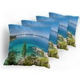 thumbnail image 5 of Ambesonne Blue Throw Pillow Cover 4 Pack, Tranquil Tahoe Shoreline, 16", Blue Grey Green, 5 of 7
