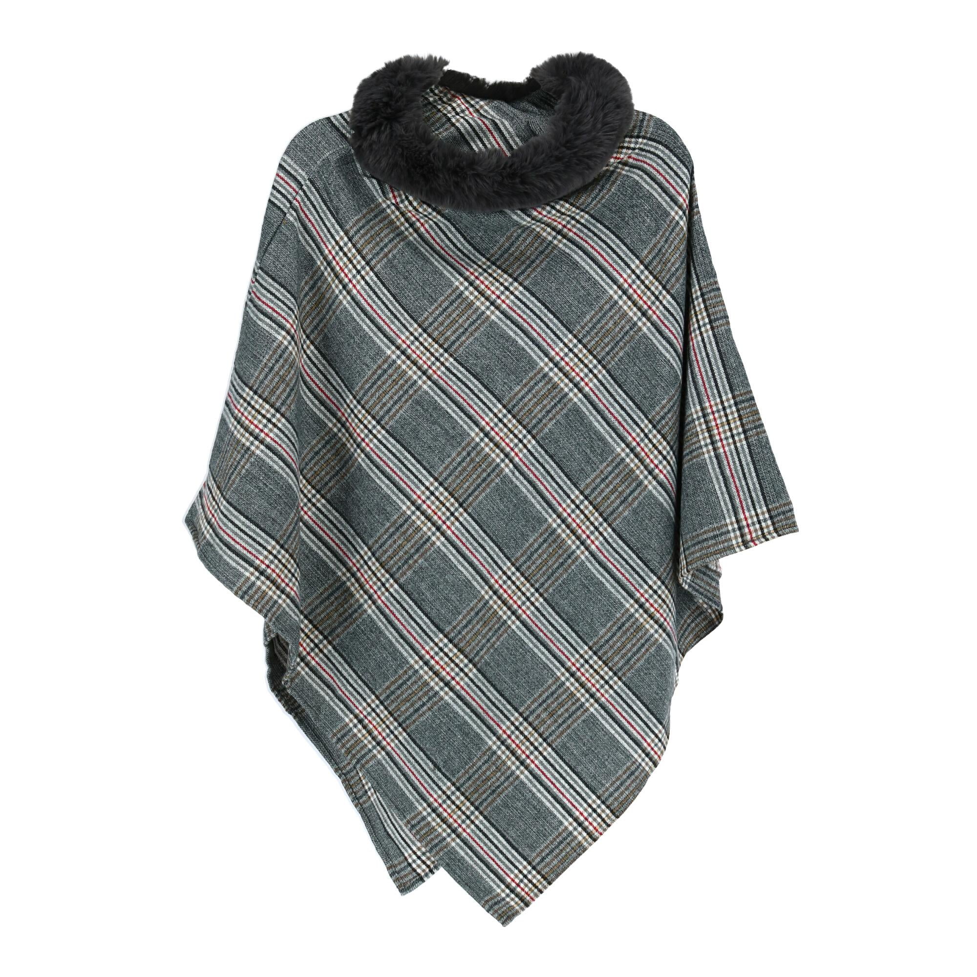 poncho with fur collar