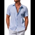 thumbnail image 1 of Camisas Casuales de Algodón de Corta para Hombre, con Botones y Cuello, para Playa y Verano Azul XL, 1 of 7